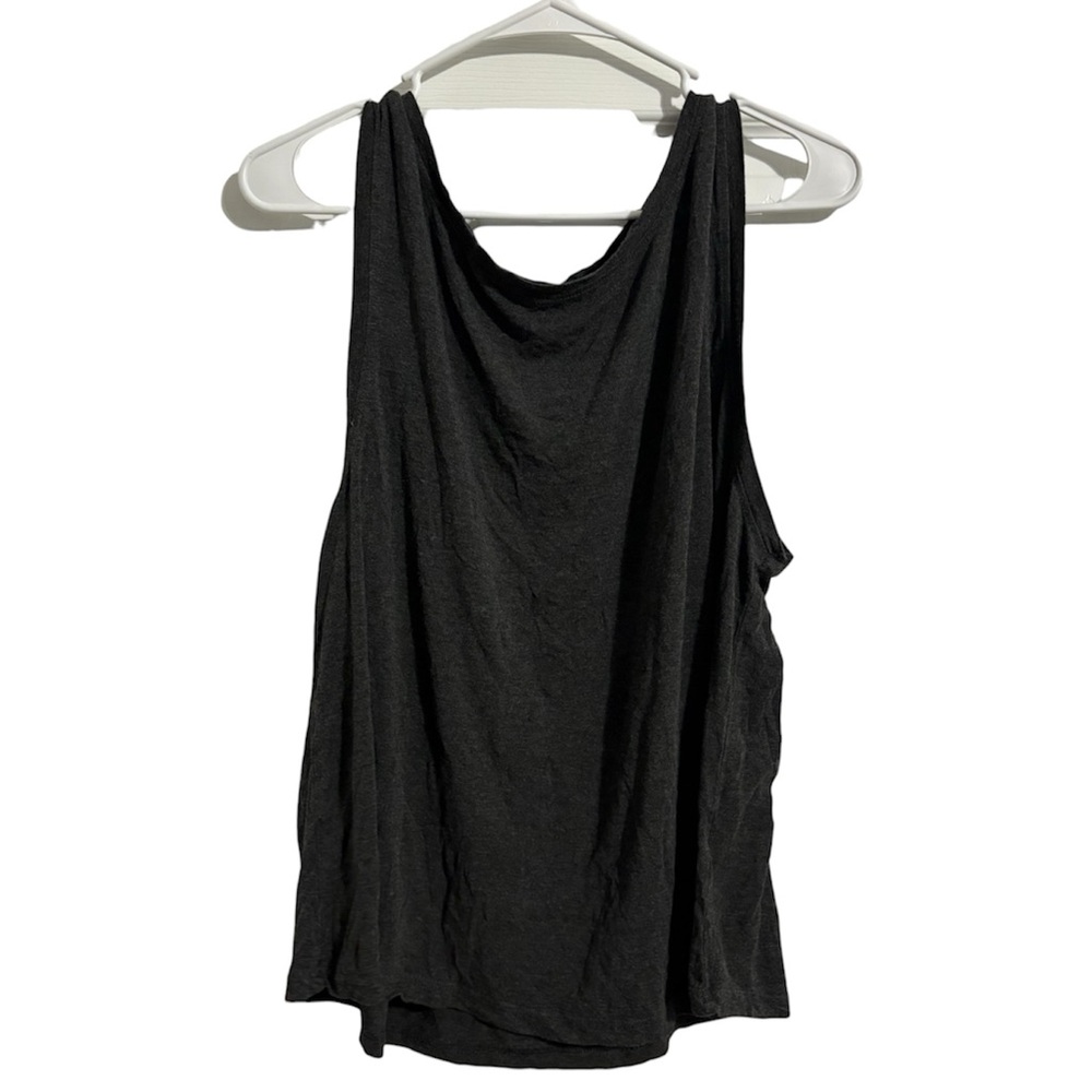 Tahari Gray Sleeveless Crew Neck Comfy Stretchy Loungewear Tank Muscle Top Flowy
